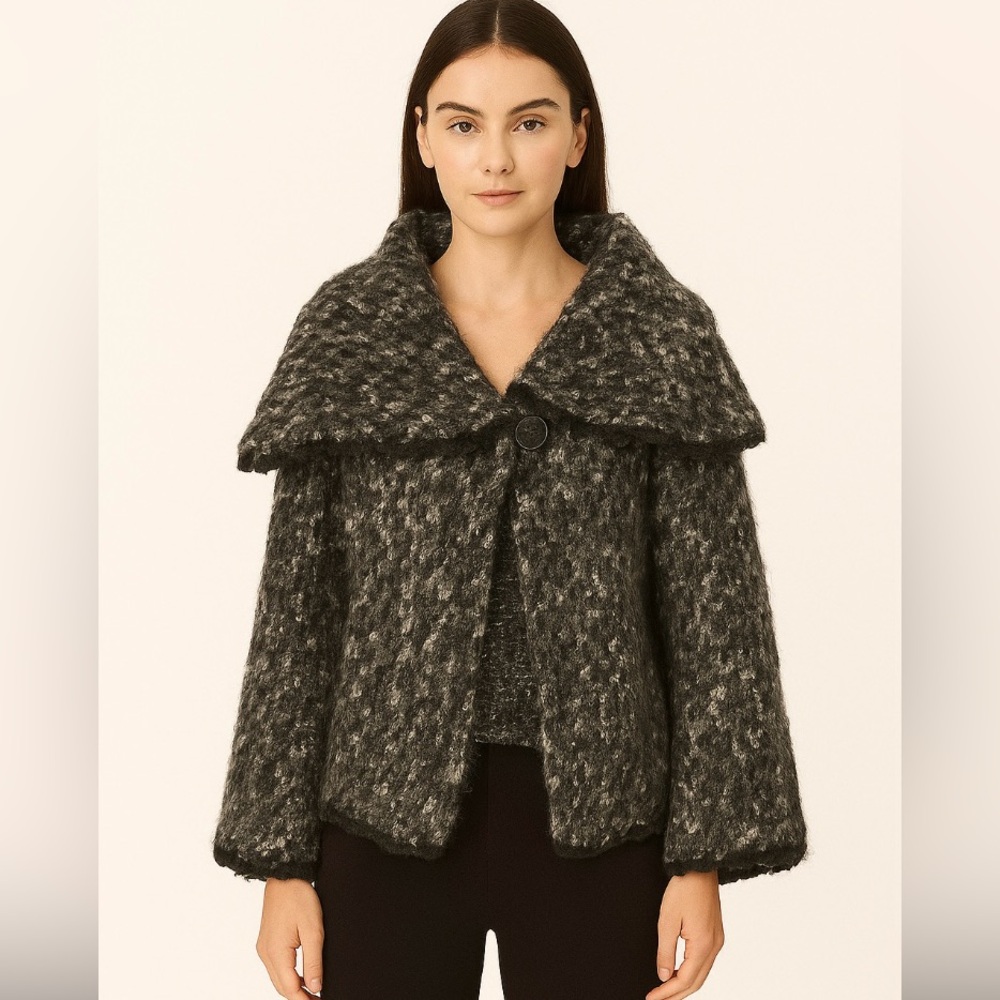 Marisa Christina Cardigan Sweater Woman’s Portrait Shawl Collar Black Size Small